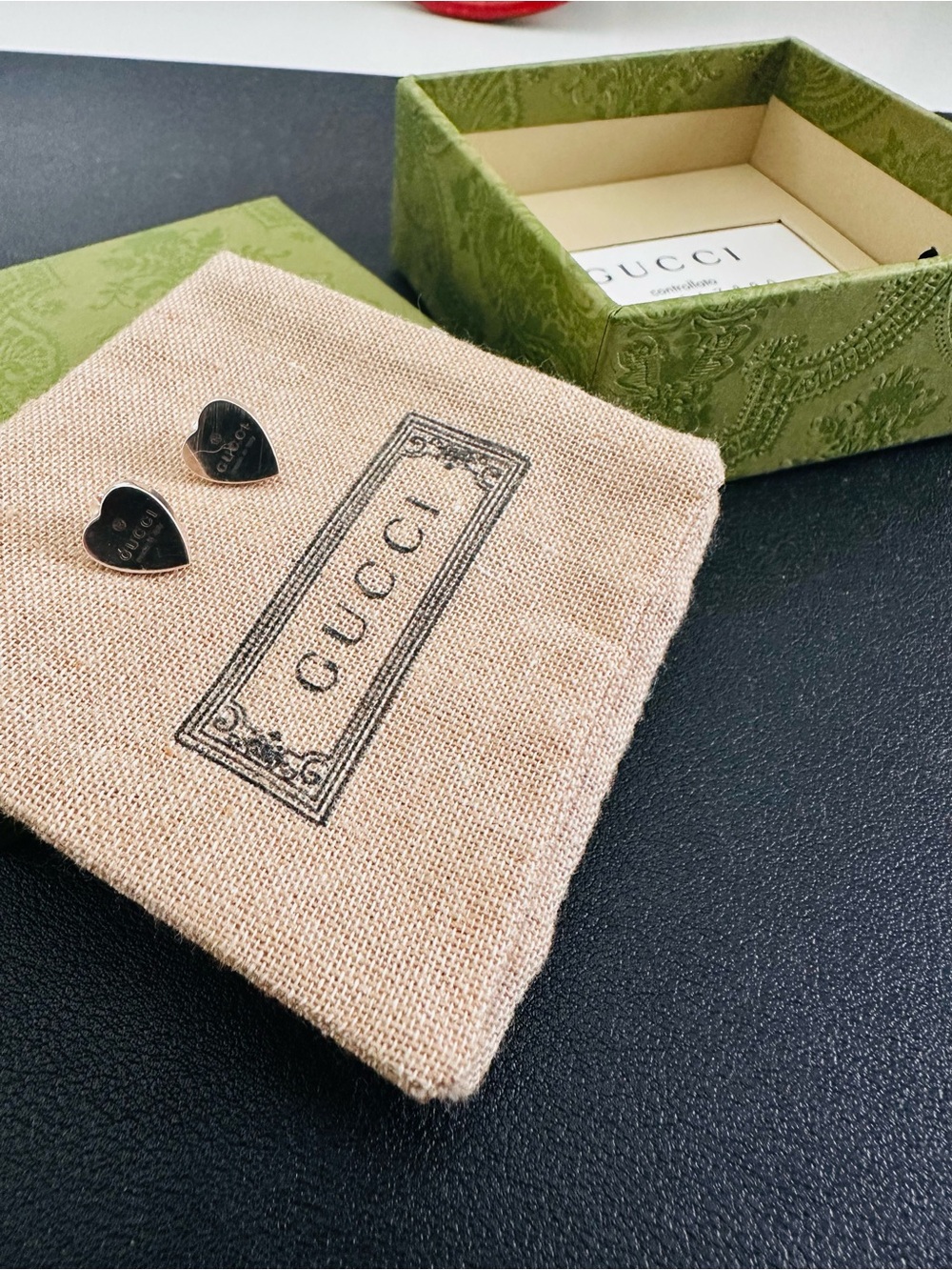 Gucci Silver Heart Stud Earrings